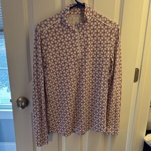 Geometric Patterned Long Sleeve Golf Top